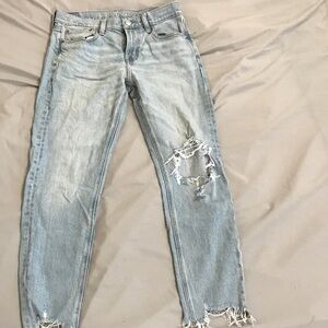 American Eagle Outfitters Light Blue Distressed Straight Leg Jeans
